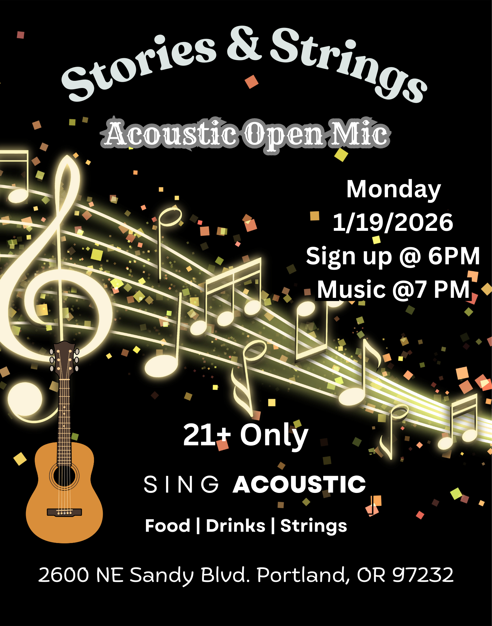 Open Mic. Stories & Strings